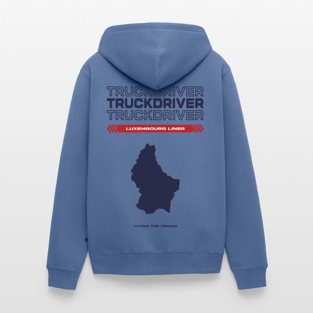 LUXEMBOURG Liner - Zipped Hoodie (White) - stone blue