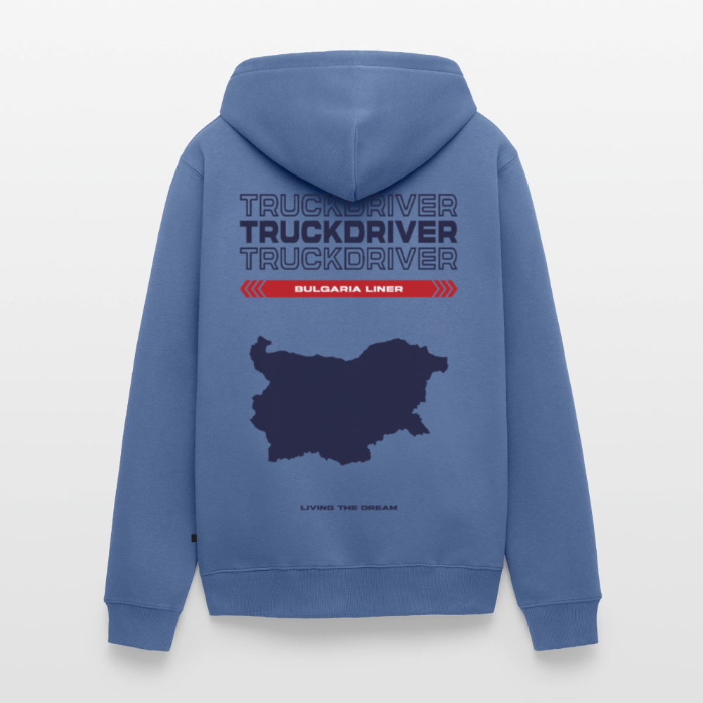 BULGARIA Liner - Zipped Hoodie (White) - stone blue