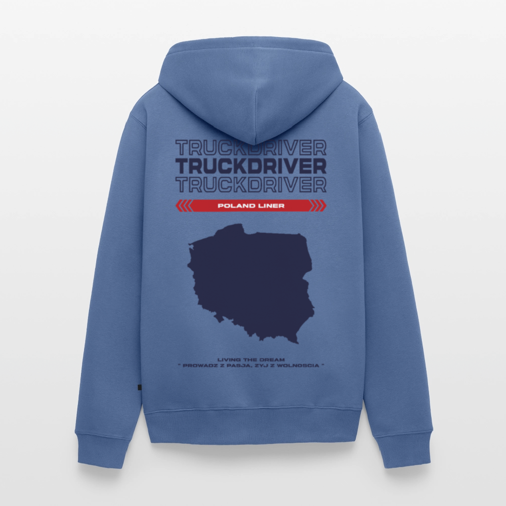 POLAND Liner - Zipped Hoodie (White) - stone blue