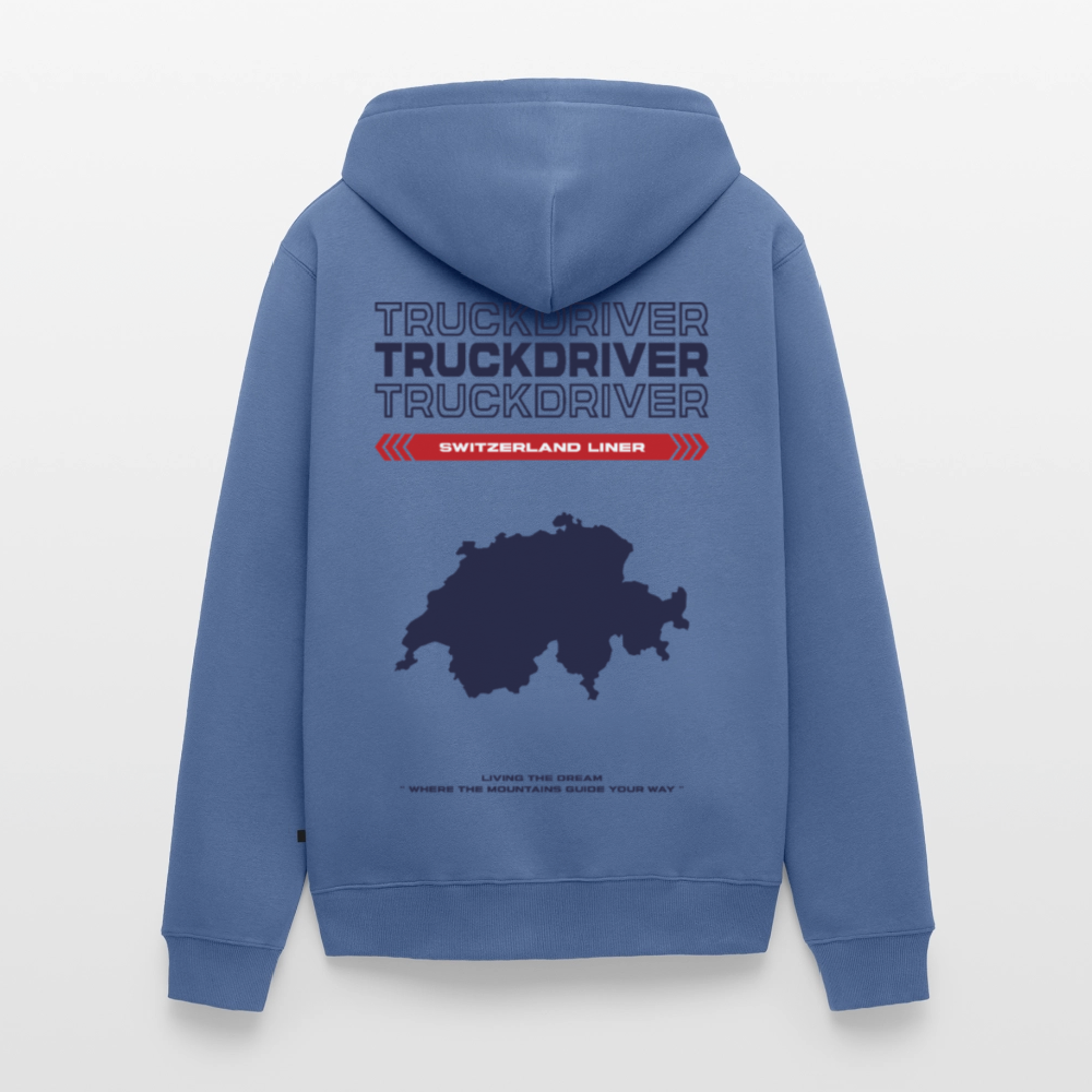 SWITZERLAND Liner - Zipped Hoodie (White) - stone blue