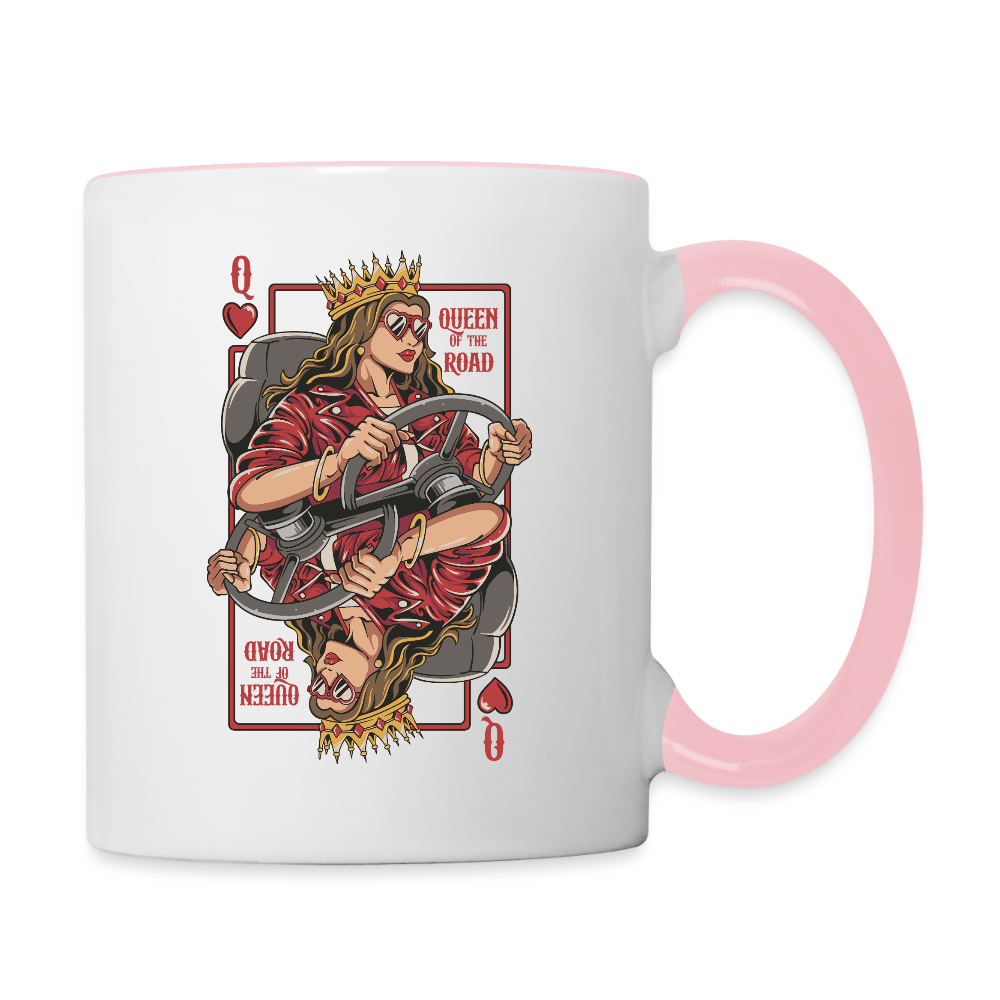 QUEEN OF THE ROAD - Bi-color Coffee Mug - white/pink