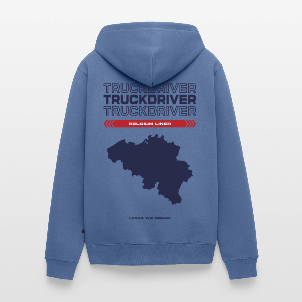 BELGIUM Liner - Zipped Hoodie (White) - stone blue