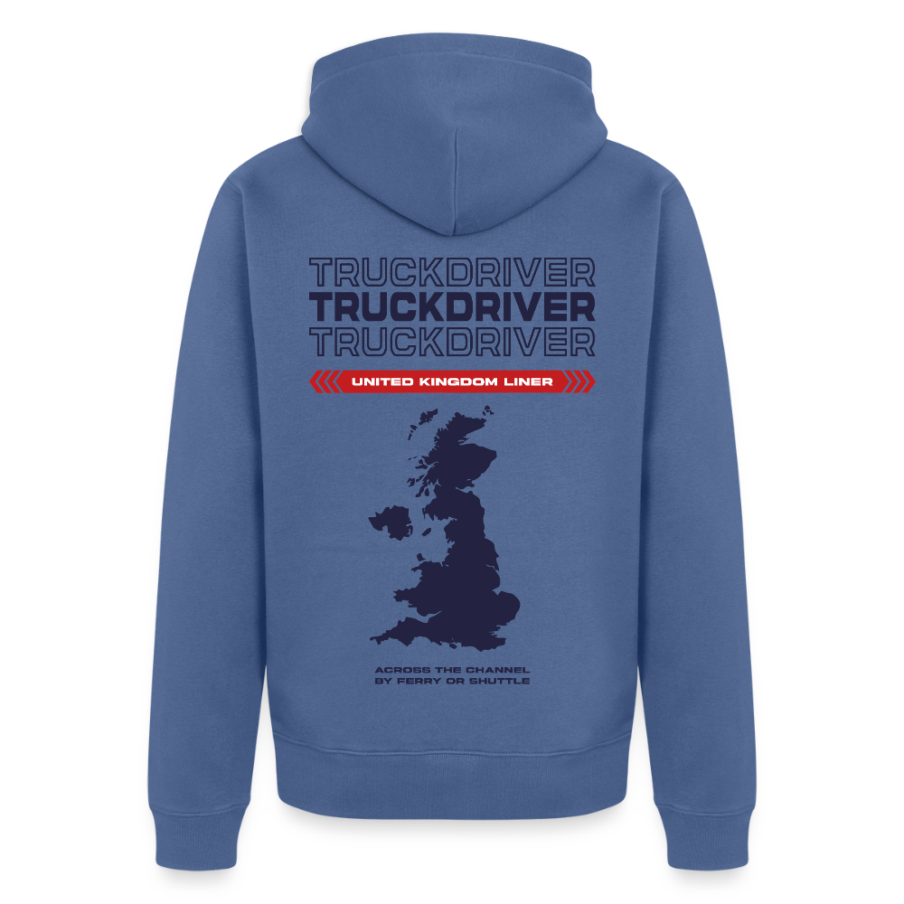 UK Liner - Zipped Hoodie (White) - stone blue