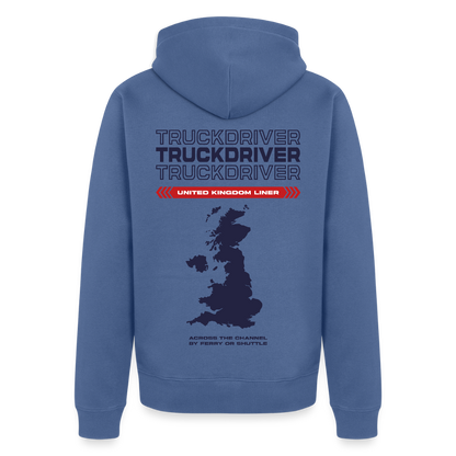 UK Liner - Zipped Hoodie (White) - stone blue