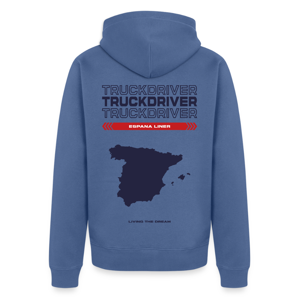 SPAIN Liner - Zipped Hoodie (White) - stone blue