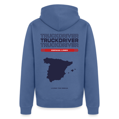 SPAIN Liner - Zipped Hoodie (White) - stone blue