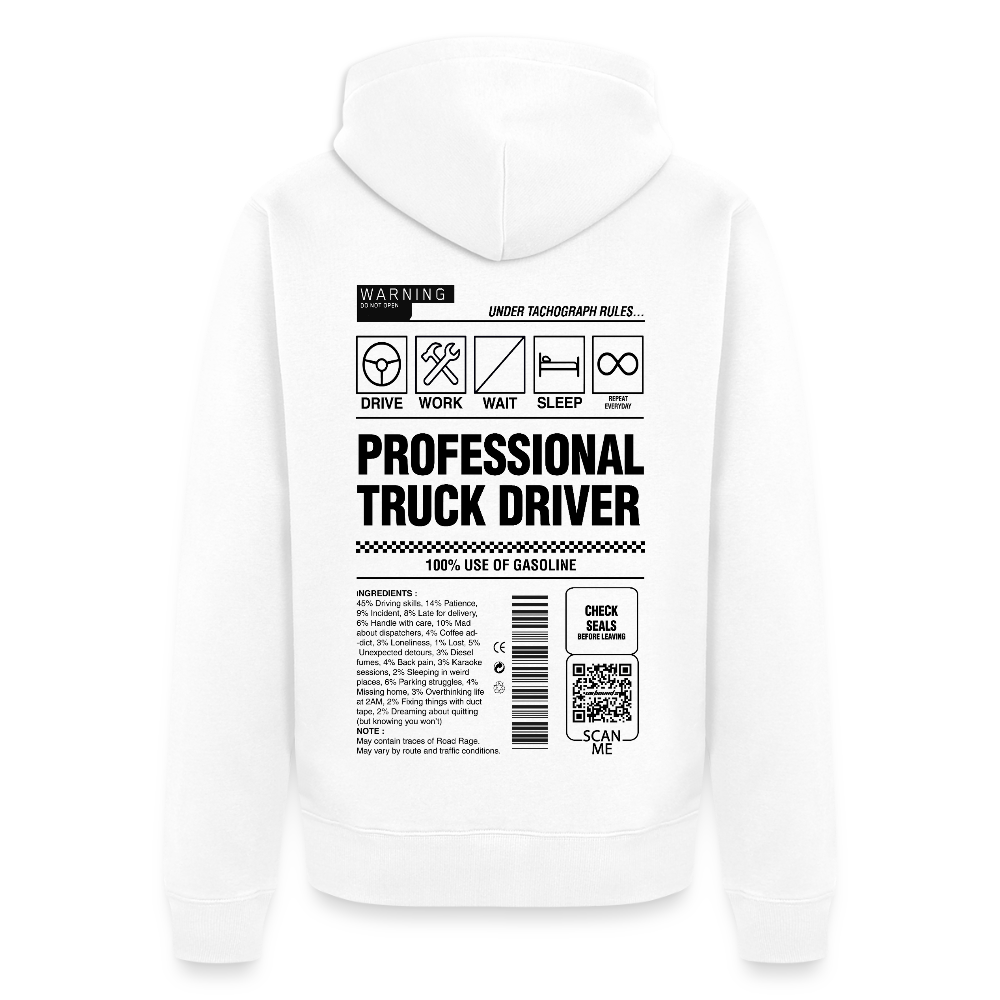 TRUCKER LABEL - Zipped Hoodie - white