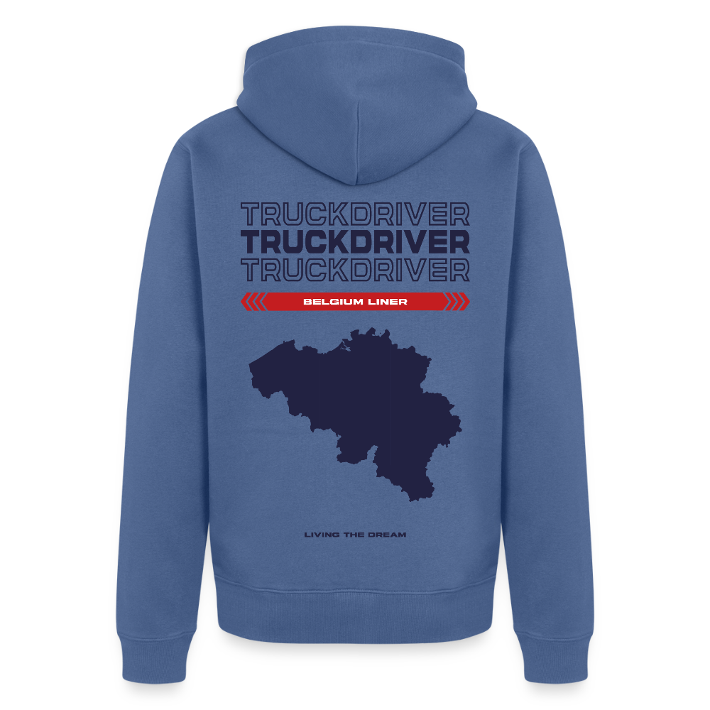 BELGIUM Liner - Zipped Hoodie (White) - stone blue