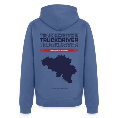 BELGIUM Liner - Zipped Hoodie (White) - stone blue