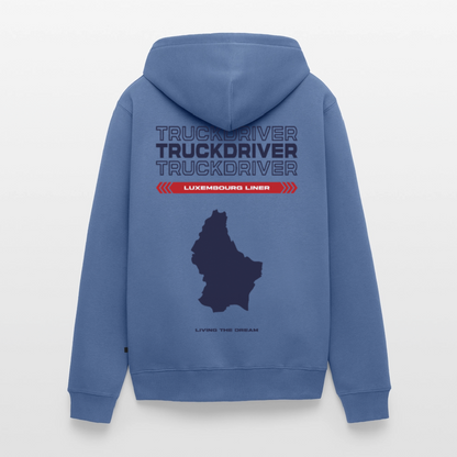 LUXEMBOURG Liner - Zipped Hoodie (White) - stone blue