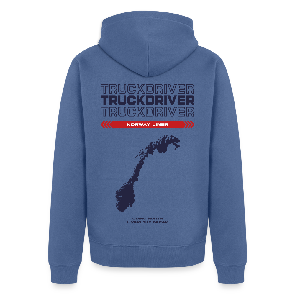 NORWAY Liner - Zipped Hoodie (White) - stone blue