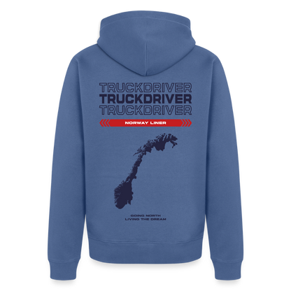 NORWAY Liner - Zipped Hoodie (White) - stone blue