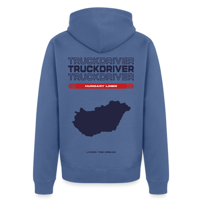 HUNGARY Liner - Zipped Hoodie (White) - stone blue