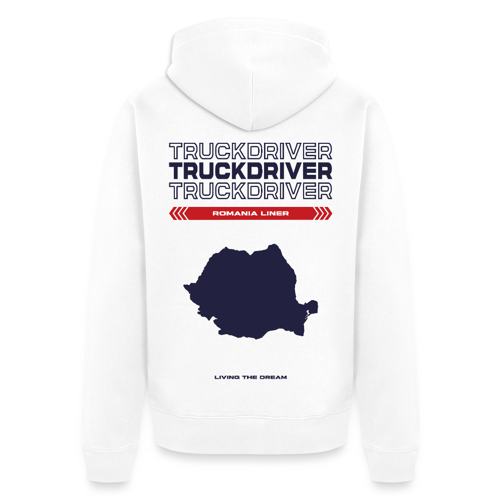 ROMANIA Liner - Zipped Hoodie (White) - white