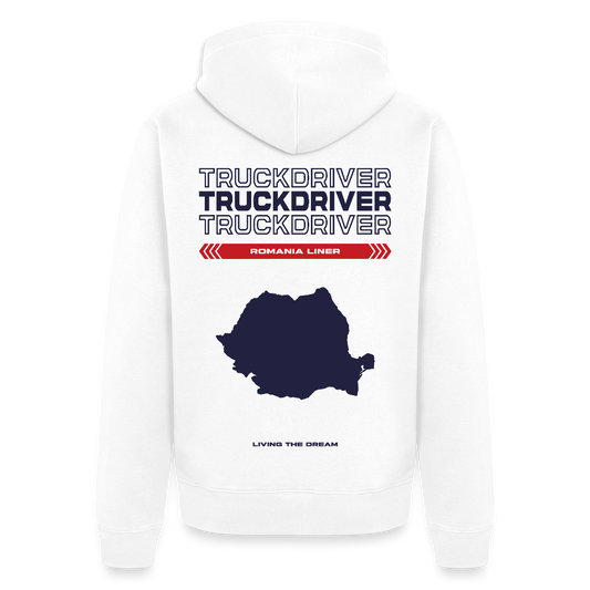 ROMANIA Liner - Zipped Hoodie (White) - white