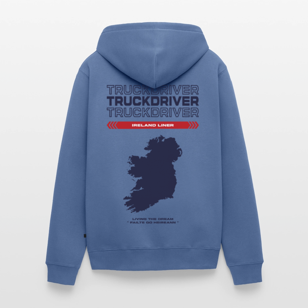 IRELAND Liner - Zipped Hoodie (White) - stone blue