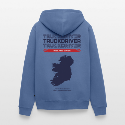 IRELAND Liner - Zipped Hoodie (White) - stone blue