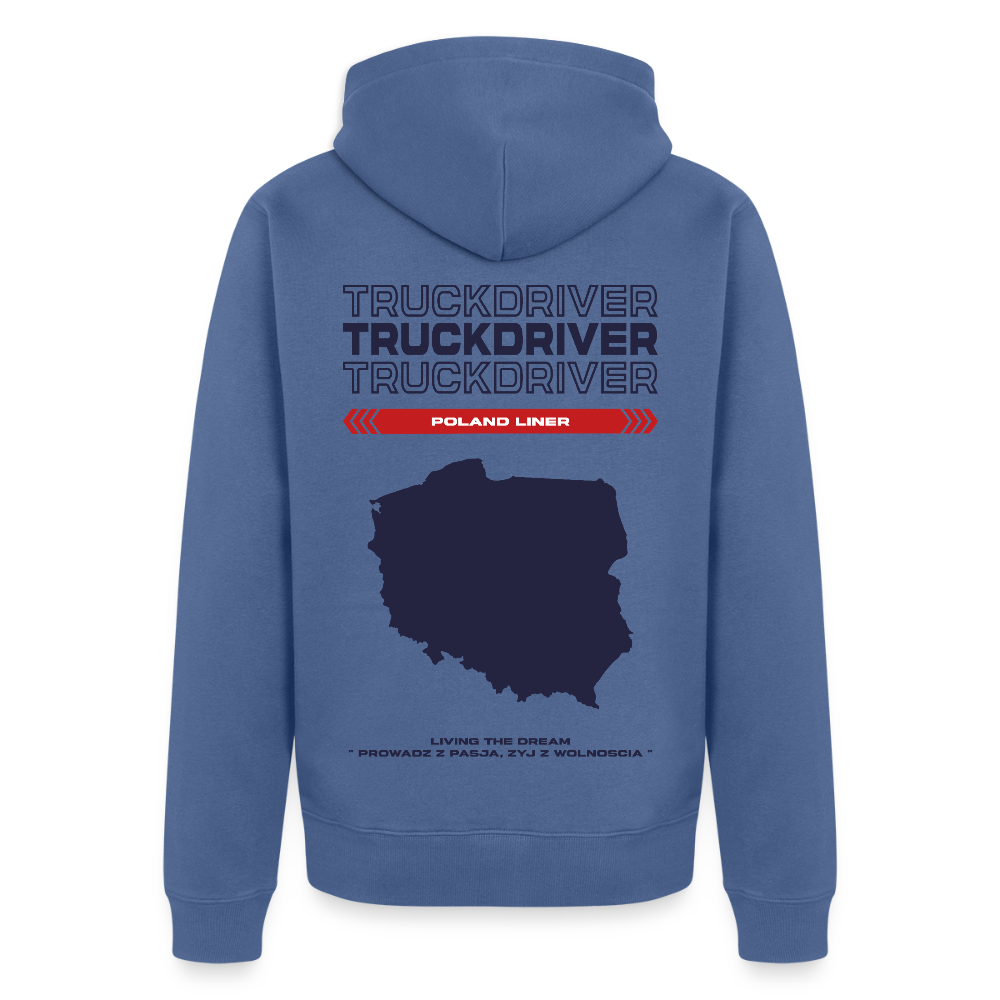 POLAND Liner - Zipped Hoodie (White) - stone blue