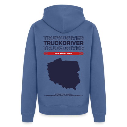 POLAND Liner - Zipped Hoodie (White) - stone blue