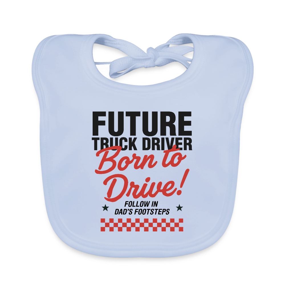 Baby Organic Bib - BORN TO DRIVE (DAD) - sky blue