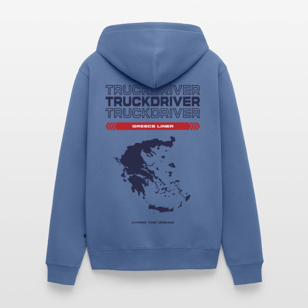 GREECE Liner - Zipped Hoodie (White) - stone blue