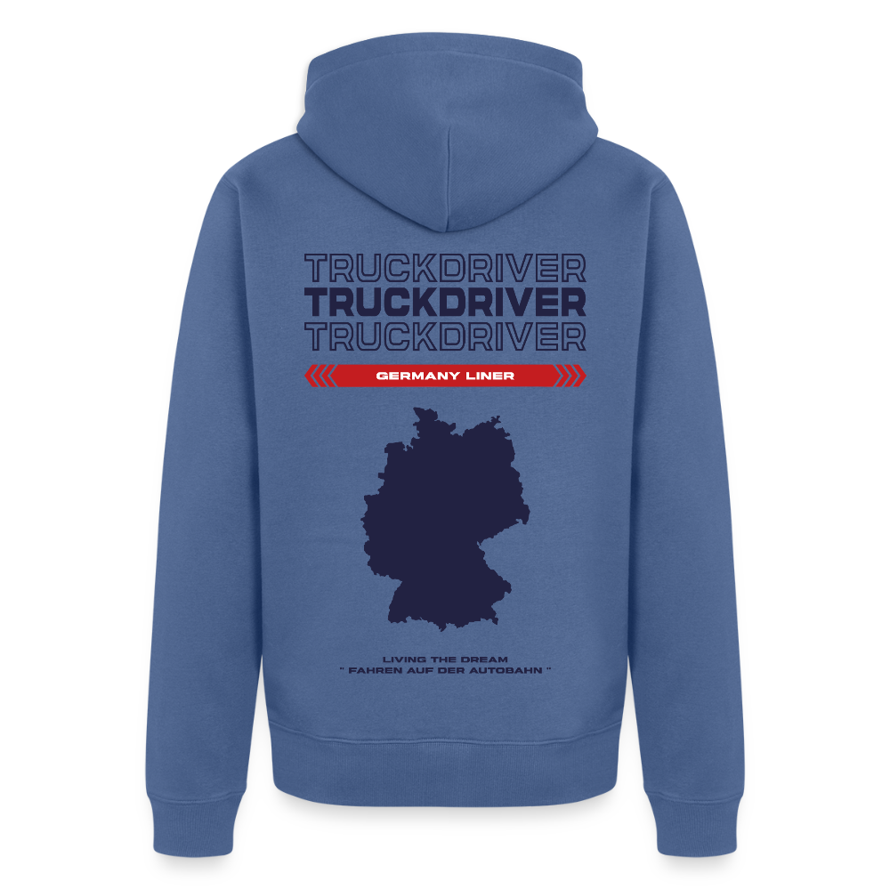 GERMANY Liner - Zipped Hoodie (White) - stone blue