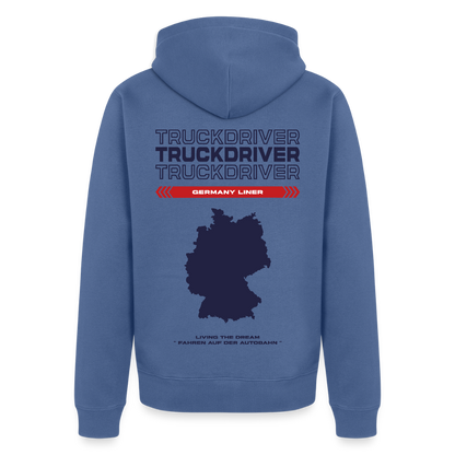 GERMANY Liner - Zipped Hoodie (White) - stone blue