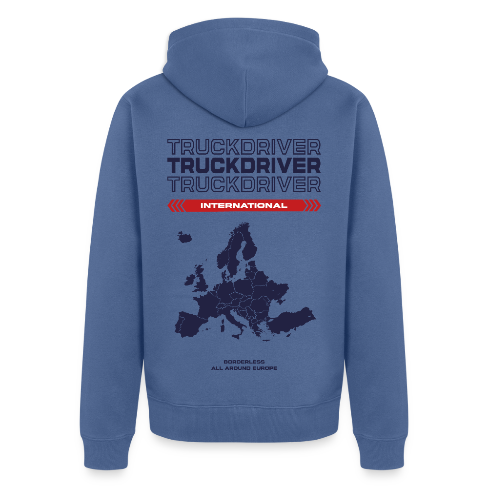 INTERNATIONAL Liner - Zipped Hoodie (White) - stone blue