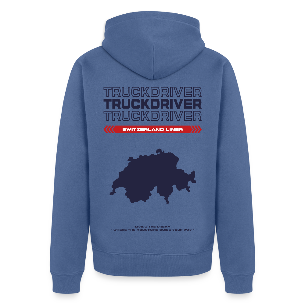 SWITZERLAND Liner - Zipped Hoodie (White) - stone blue