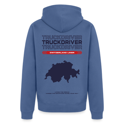 SWITZERLAND Liner - Zipped Hoodie (White) - stone blue