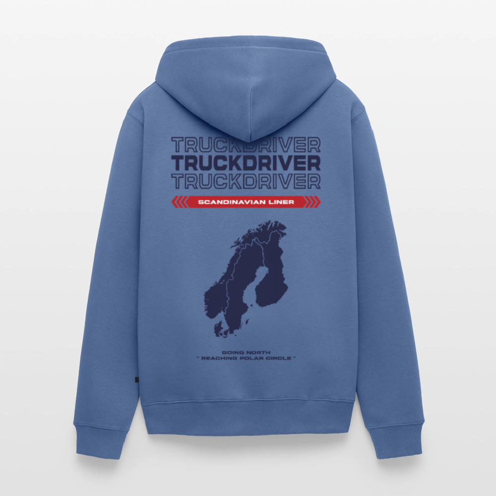 SCANDINAVIAN Liner - Zipped Hoodie (White) - stone blue