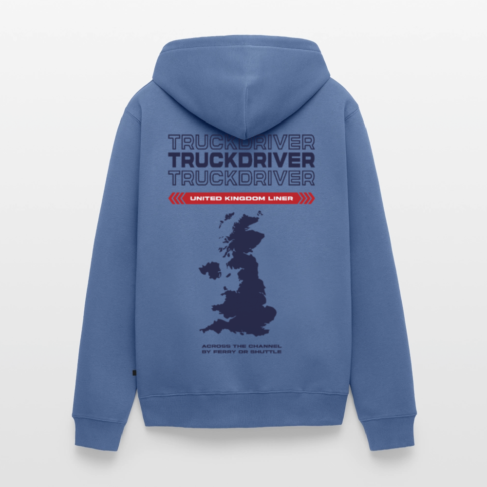 UK Liner - Zipped Hoodie (White) - stone blue