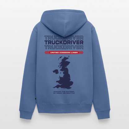 UK Liner - Zipped Hoodie (White) - stone blue