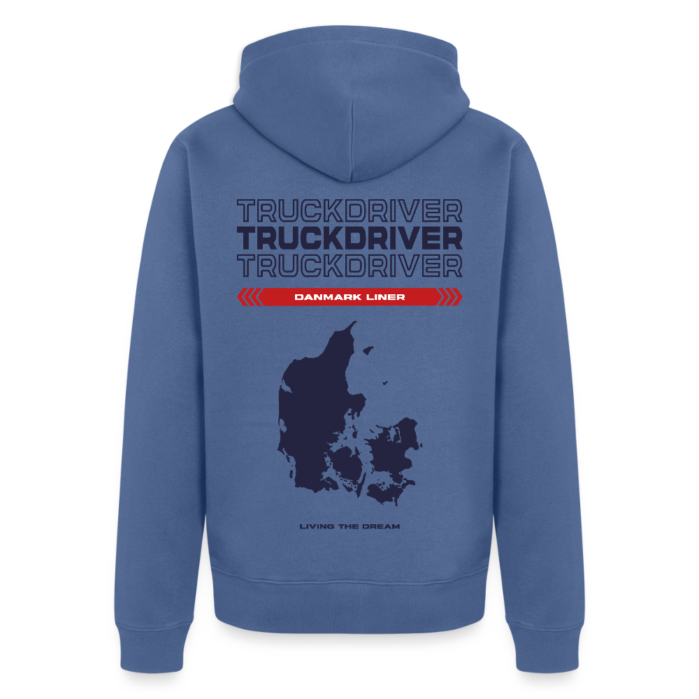 DANMARK Liner - Zipped Hoodie (White) - stone blue