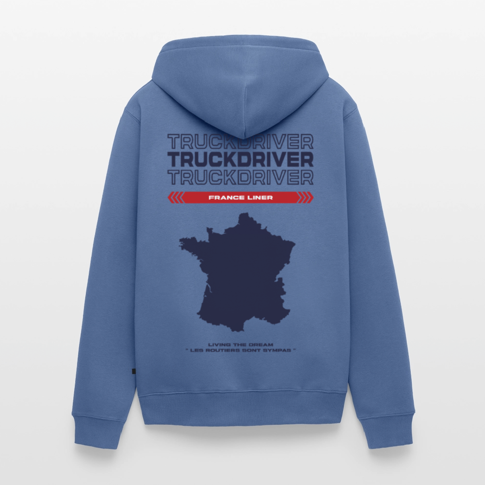 FRANCE Liner - Zipped Hoodie (White) - stone blue