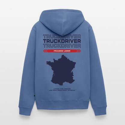 FRANCE Liner - Zipped Hoodie (White) - stone blue