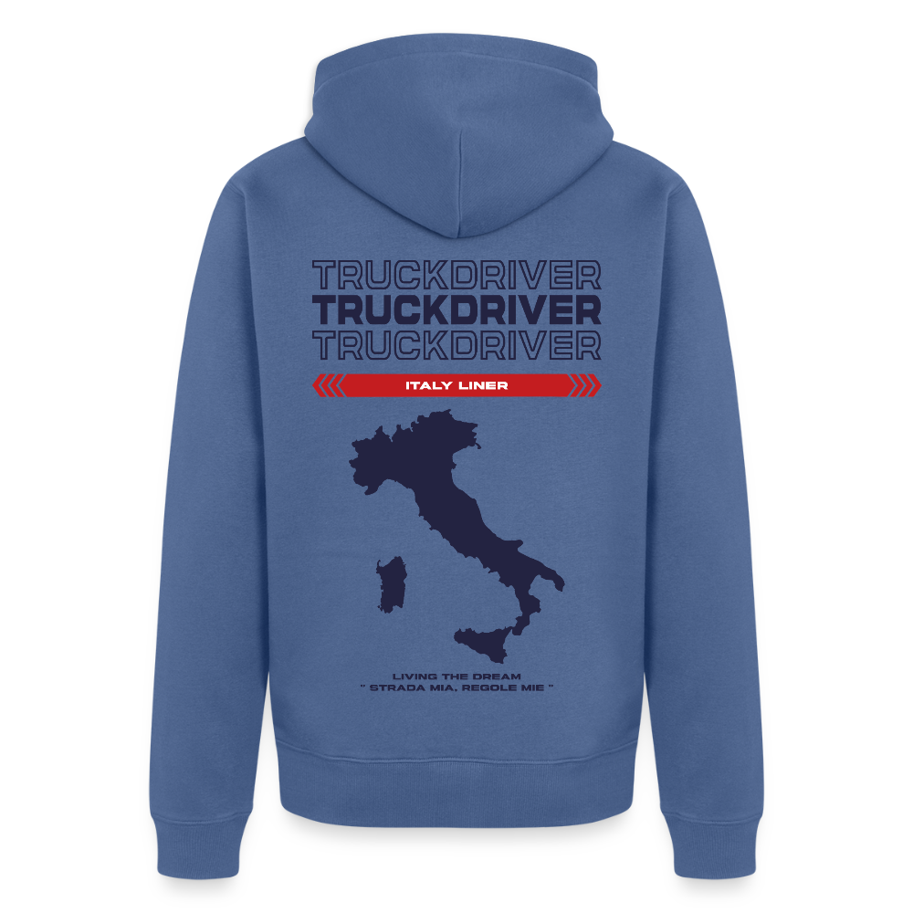 ITALY Liner - Zipped Hoodie (White) - stone blue