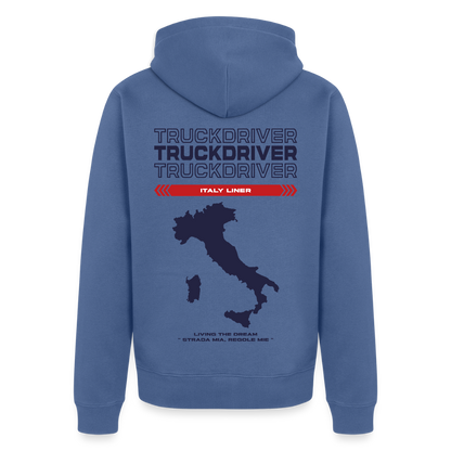 ITALY Liner - Zipped Hoodie (White) - stone blue