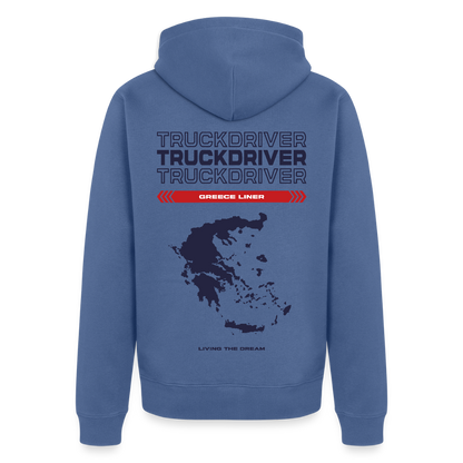 GREECE Liner - Zipped Hoodie (White) - stone blue