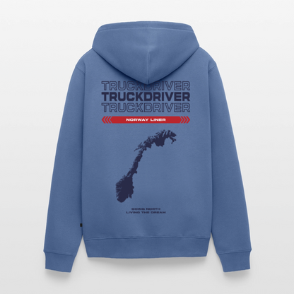NORWAY Liner - Zipped Hoodie (White) - stone blue