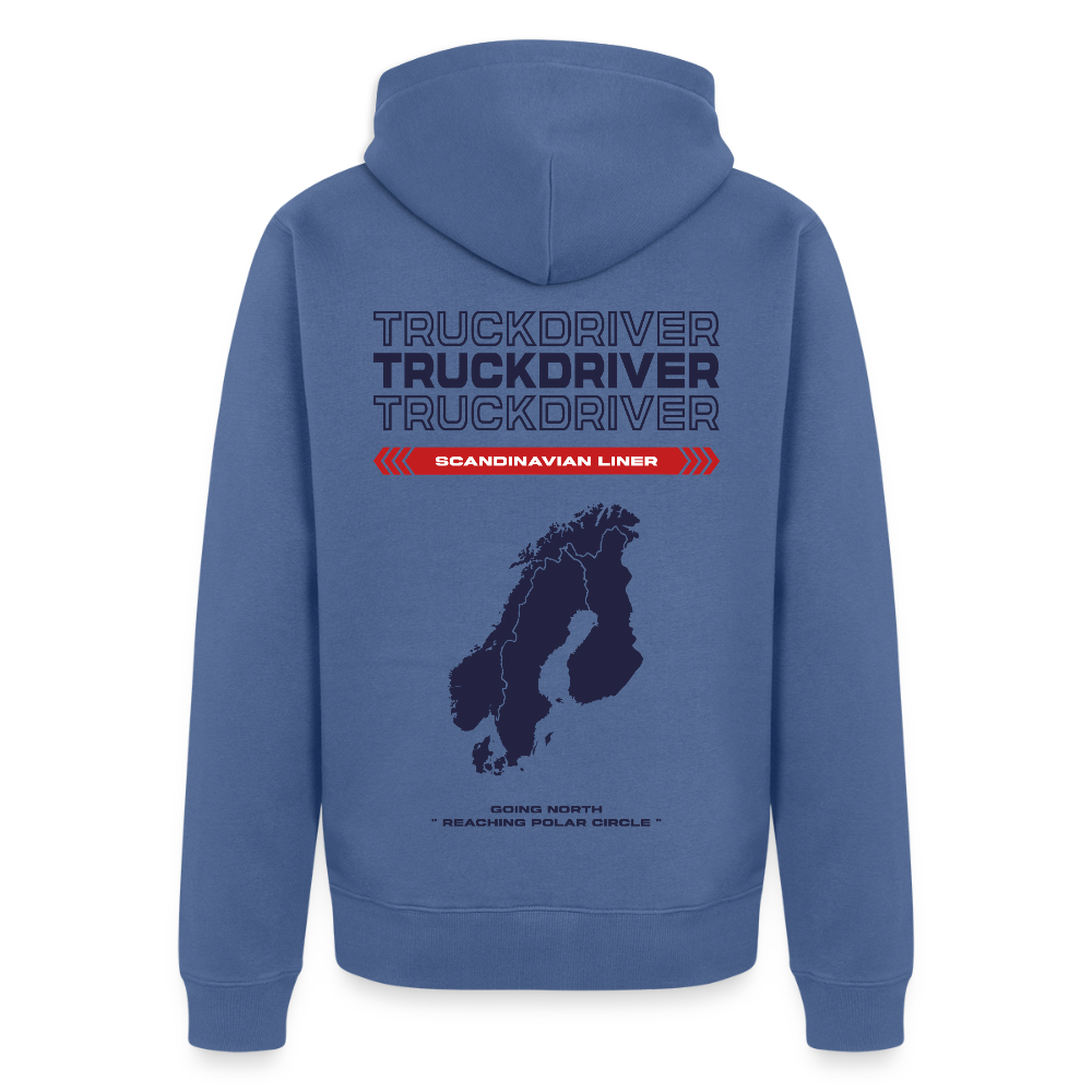 SCANDINAVIAN Liner - Zipped Hoodie (White) - stone blue