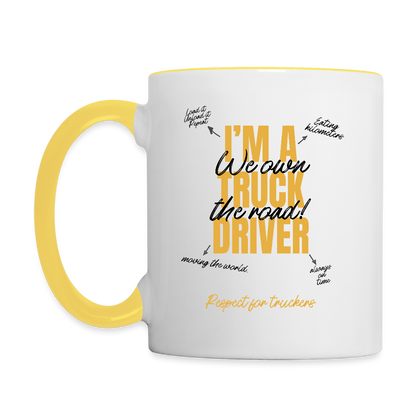 RESPECT TRUCKER - Coffee Mug - white/yellow