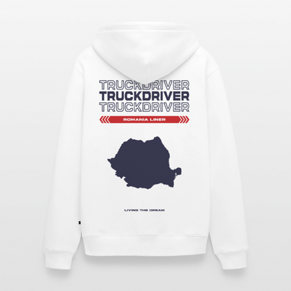 ROMANIA Liner - Zipped Hoodie (White) - white