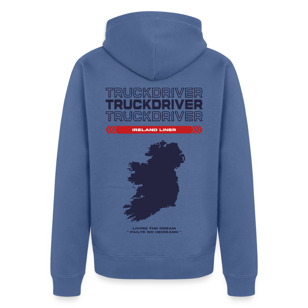 IRELAND Liner - Zipped Hoodie (White) - stone blue