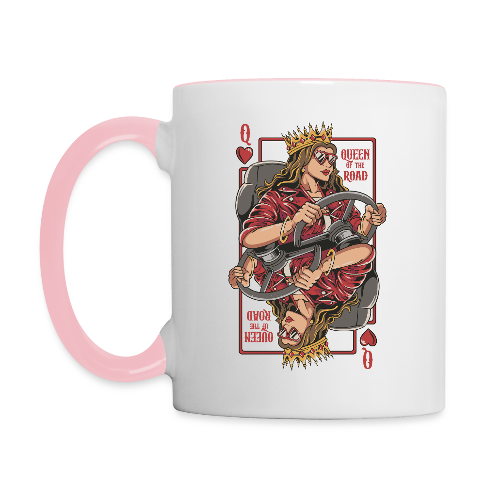 QUEEN OF THE ROAD - Bi-color Coffee Mug - white/pink