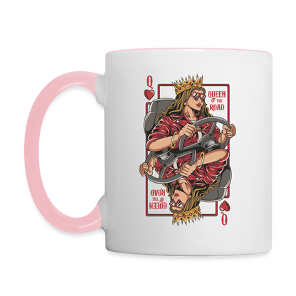 QUEEN OF THE ROAD - Bi-color Coffee Mug - white/pink