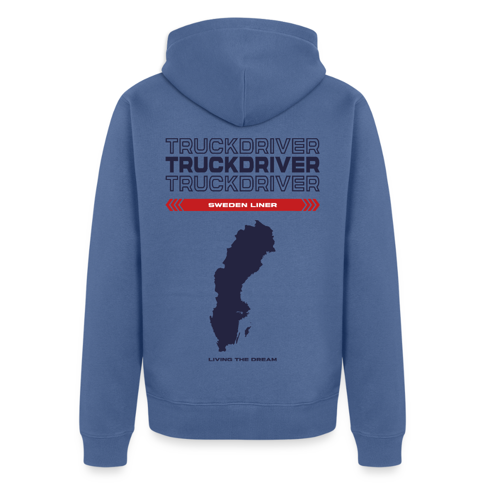 SWEDEN Liner - Zipped Hoodie (White) - stone blue