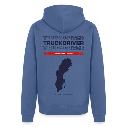 SWEDEN Liner - Zipped Hoodie (White) - stone blue