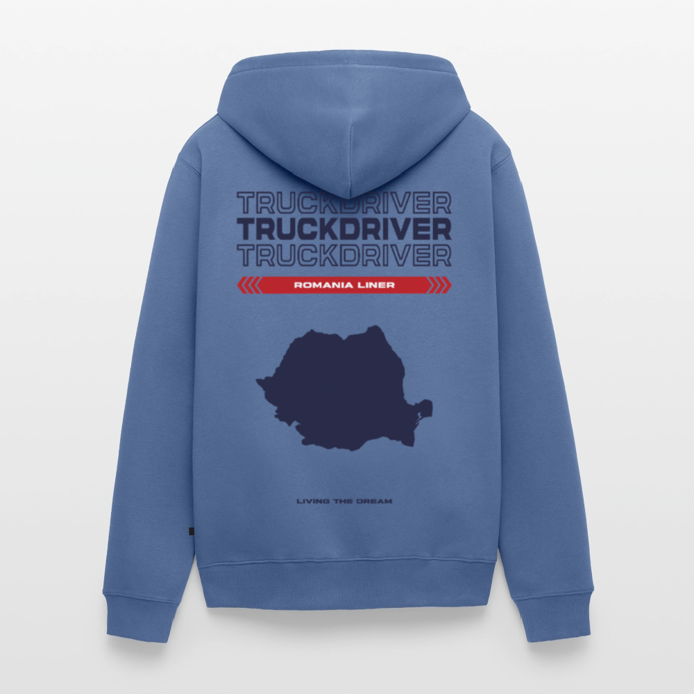 ROMANIA Liner - Zipped Hoodie (White) - stone blue