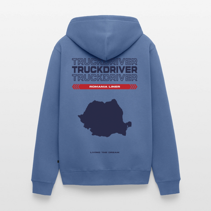 ROMANIA Liner - Zipped Hoodie (White) - stone blue